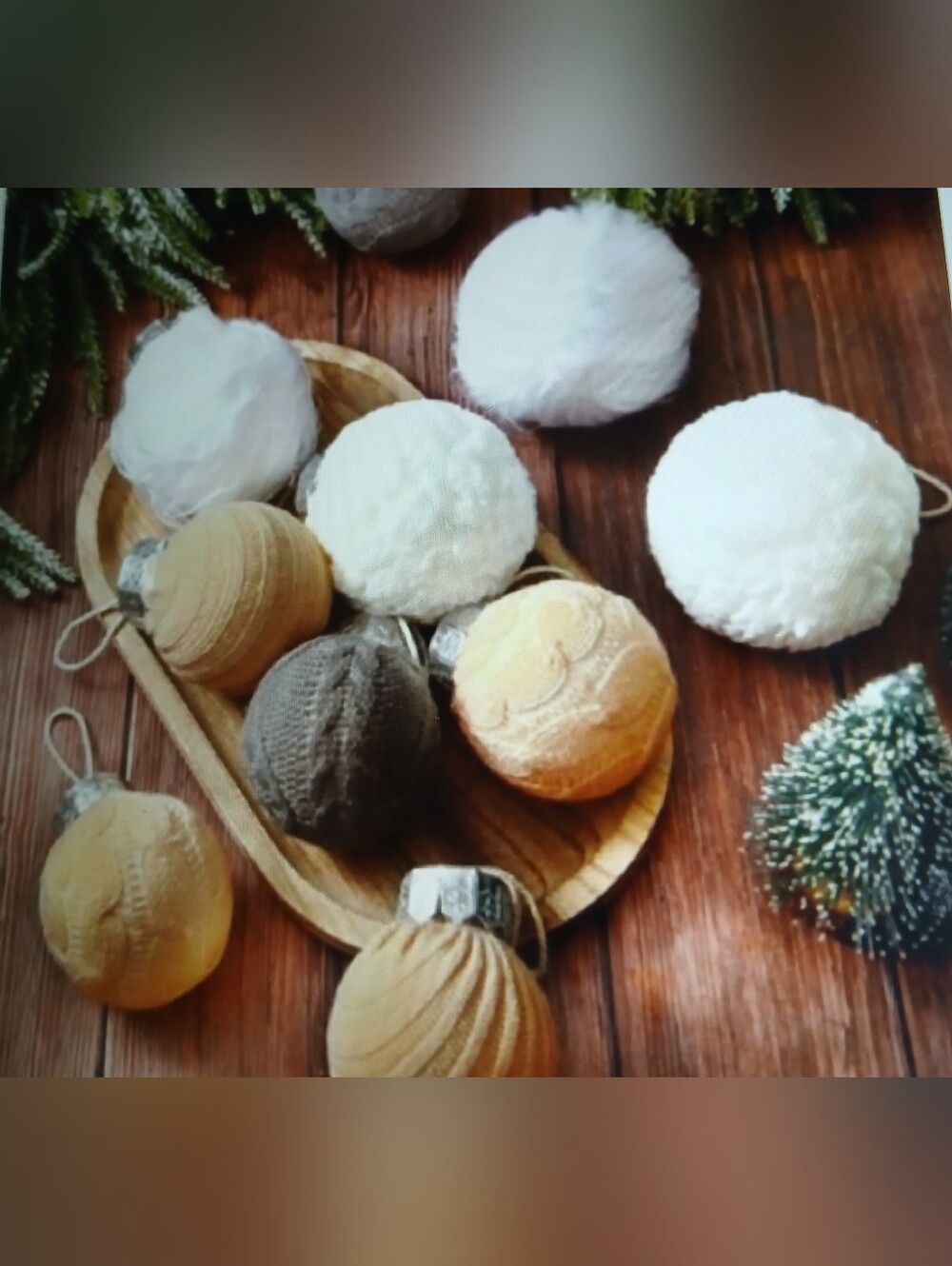 Neutral Knit & Fuzzy Holiday Ornament Set New Christmas